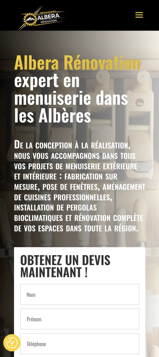 Version mobile du site Albera Rénovation